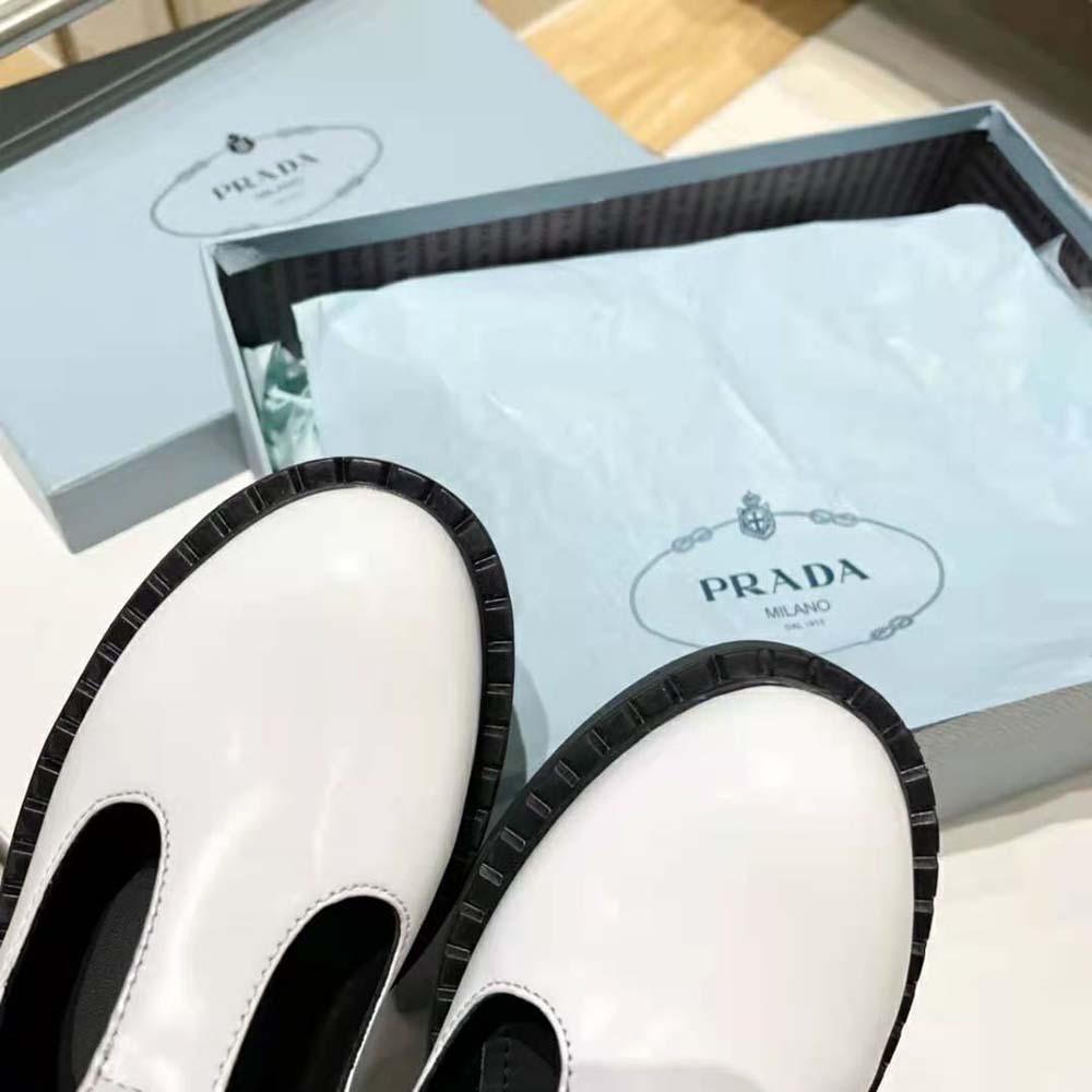 Prada Women Brushed-Leather Mary Jane T-Strap Shoes-White - image 7
