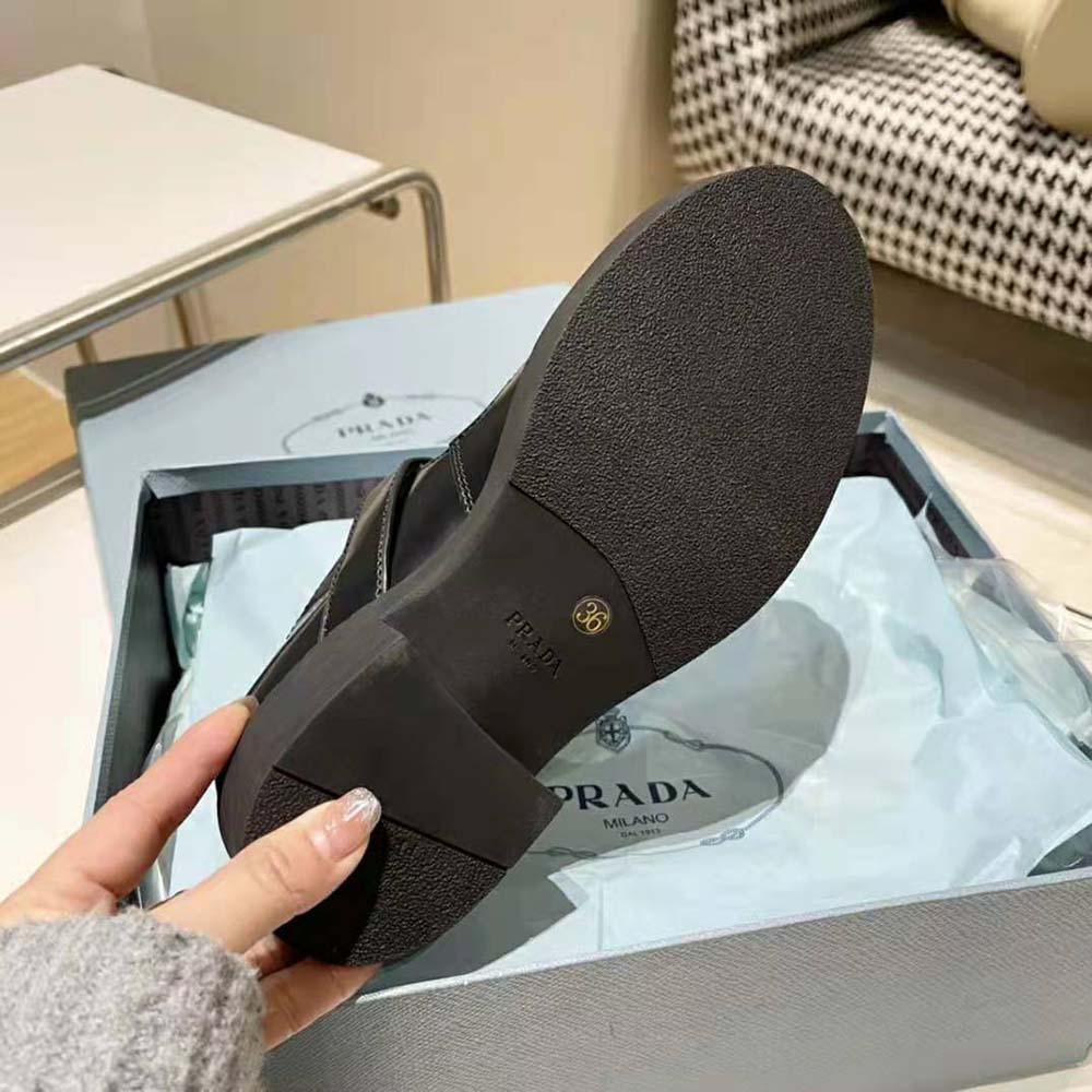 Prada Women Brushed-Leather Mary Jane T-strap Shoes-Black - image 9