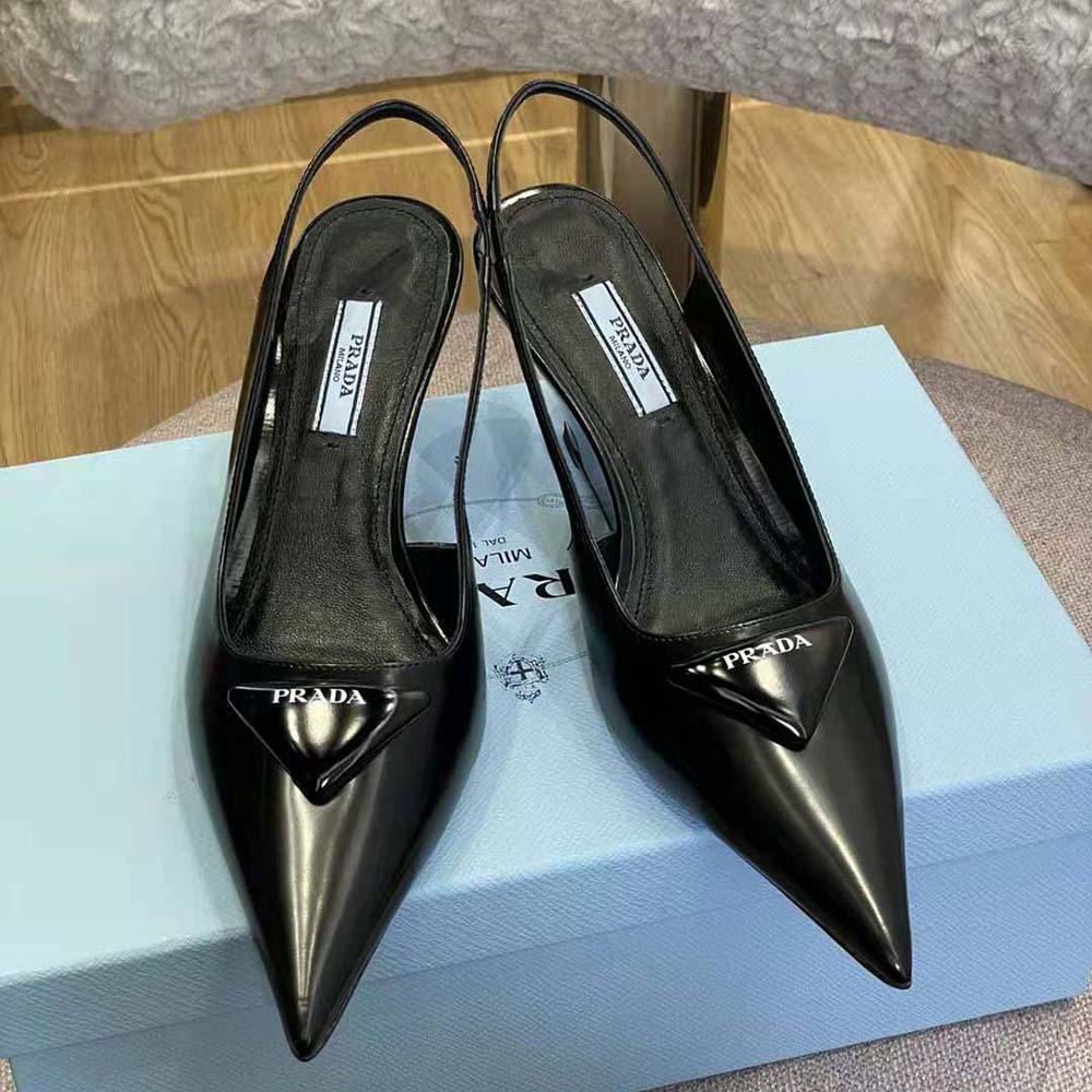 Rear angle showing signature Prada logo and 65mm heel detail
