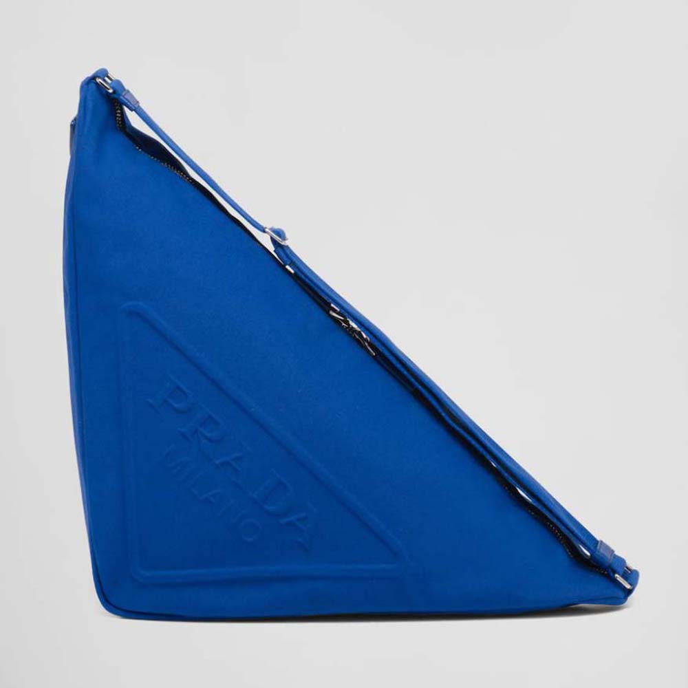 Front view of Prada Women Canvas Prada Triangle Bag-Navy with logo