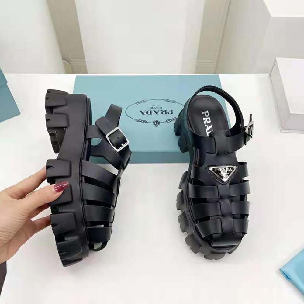Prada Women Foam Rubber Sandals in 55 mm Heel Height-Black - image 5