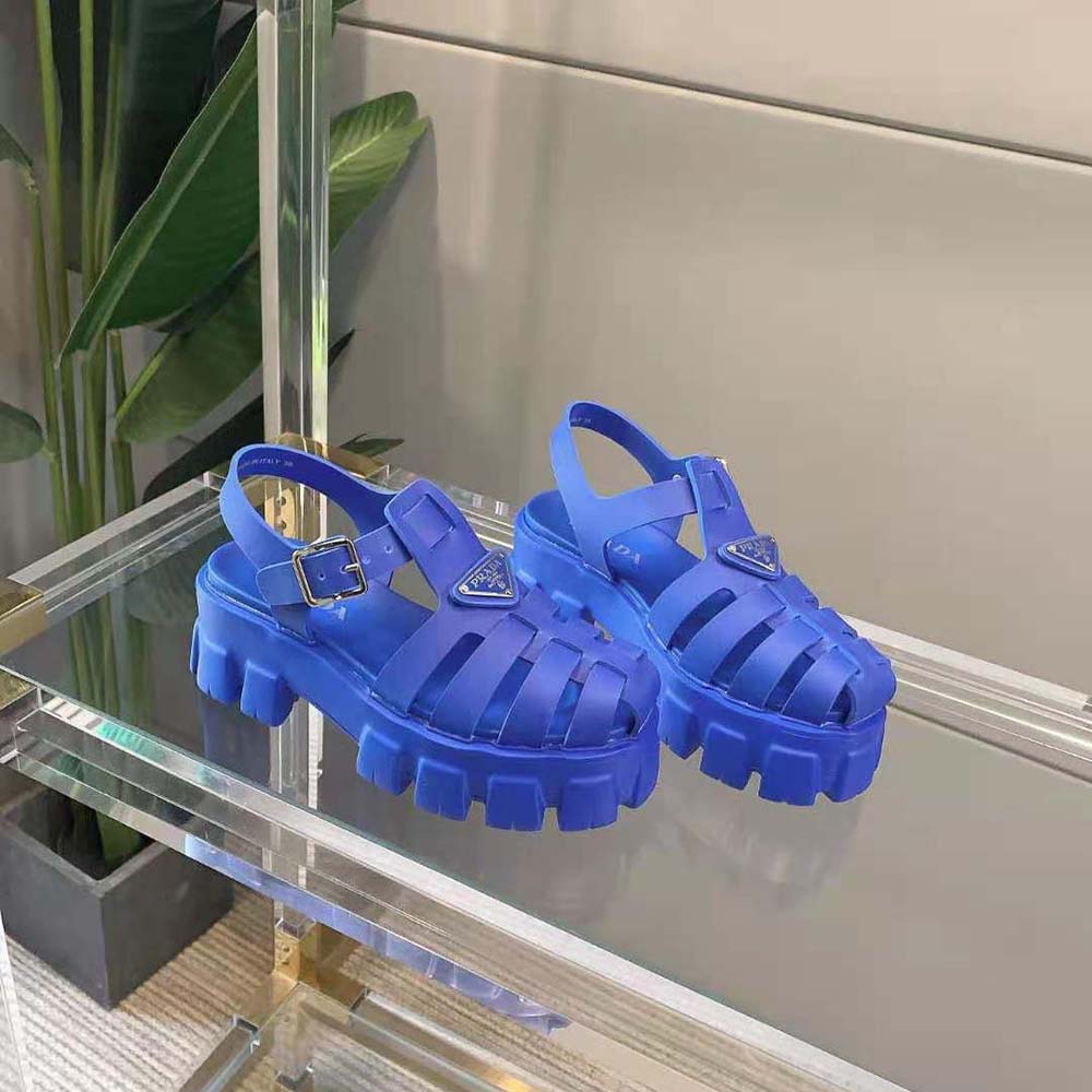Top angle showing slip-on silhouette of Prada Women Foam Rubber Sandals