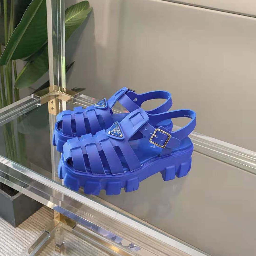 Prada Women Foam Rubber Sandals in 55 mm Heel Height-Blue - image 4