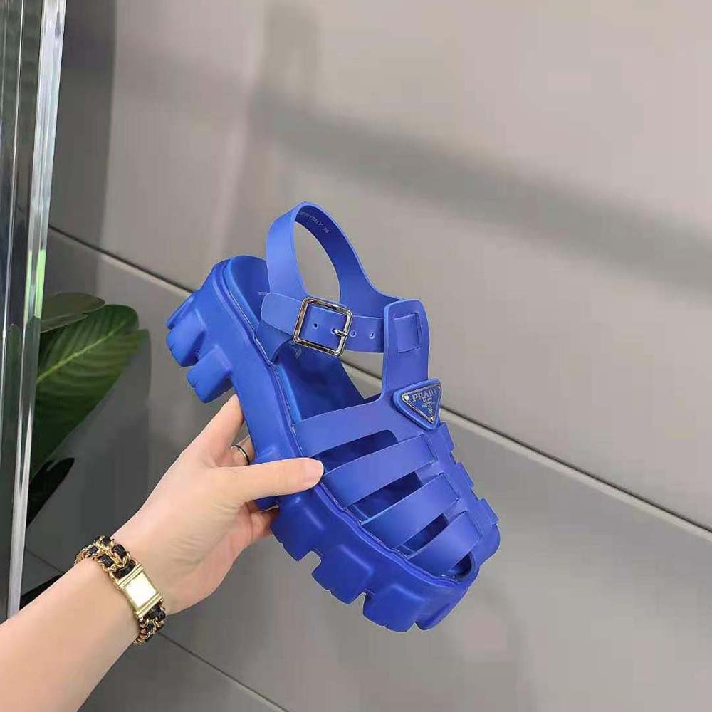 Prada Women Foam Rubber Sandals in 55 mm Heel Height-Blue - image 6