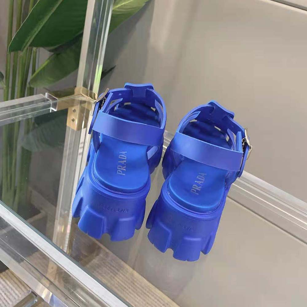 Prada Women Foam Rubber Sandals in 55 mm Heel Height-Blue - image 5