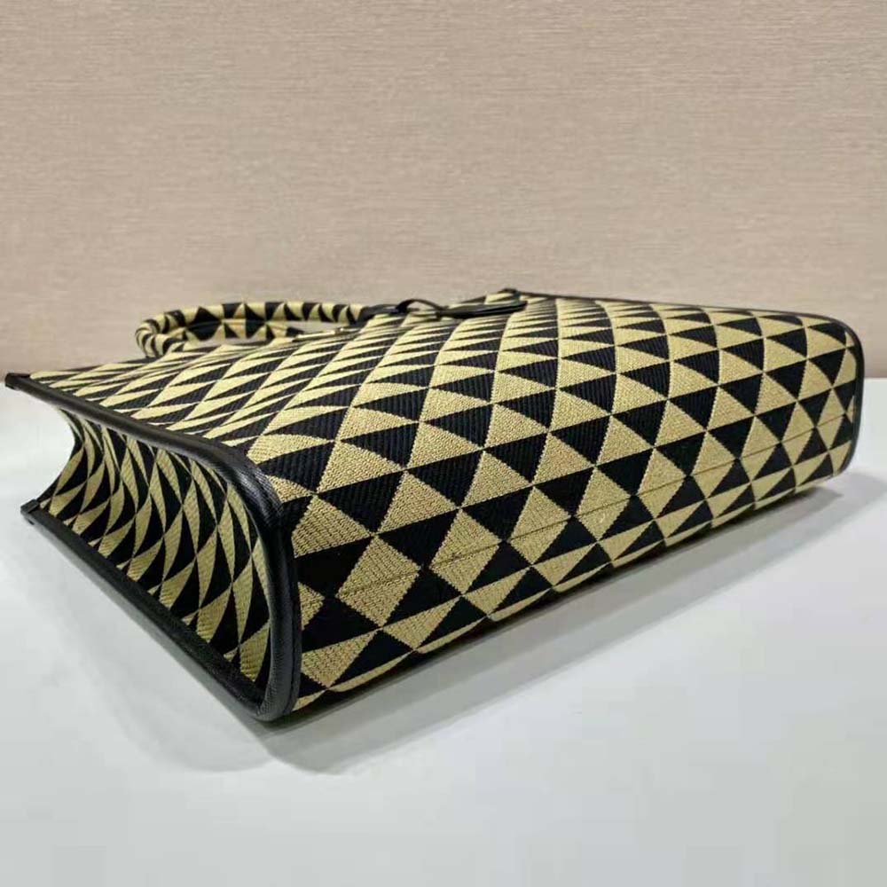 Prada Women Large Prada Symbole Jacquard Fabric Handbag-Brown - image 7