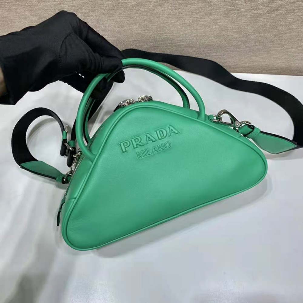 Prada Women Leather Prada Triangle Bag-Green - image 4