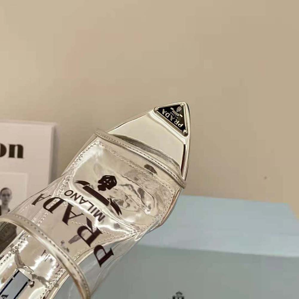 Prada Women Logo-print Plexiglas High-Heel Slides in 75mm Heel Height - image 9