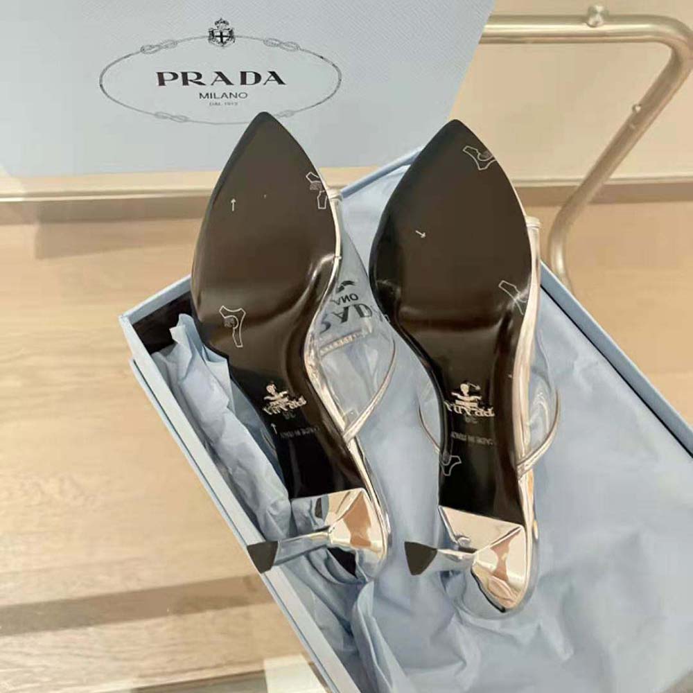 Prada Women Logo-print Plexiglas High-Heel Slides in 75mm Heel Height - image 8