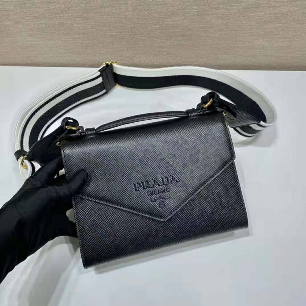 Prada Women Monochrome Saffiano and Leather Bag-Black - image 5