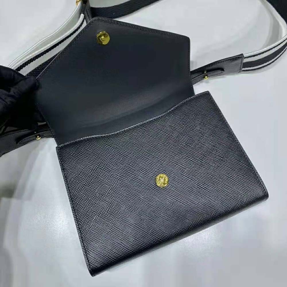 Prada Women Monochrome Saffiano and Leather Bag-Black - image 7