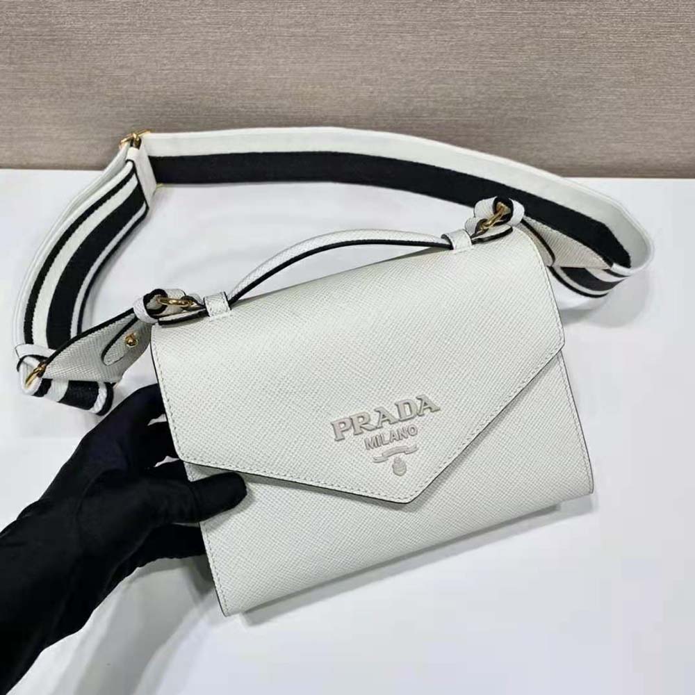 Prada Women Monochrome Saffiano and Leather Bag-White - image 4