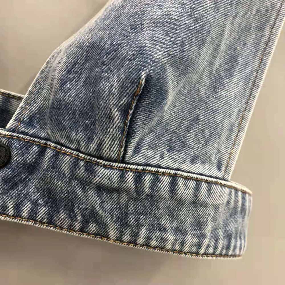 Prada Women Organic Denim Top with Plunging V Neck is Made of Washed Organic Denim-Blue - image 5