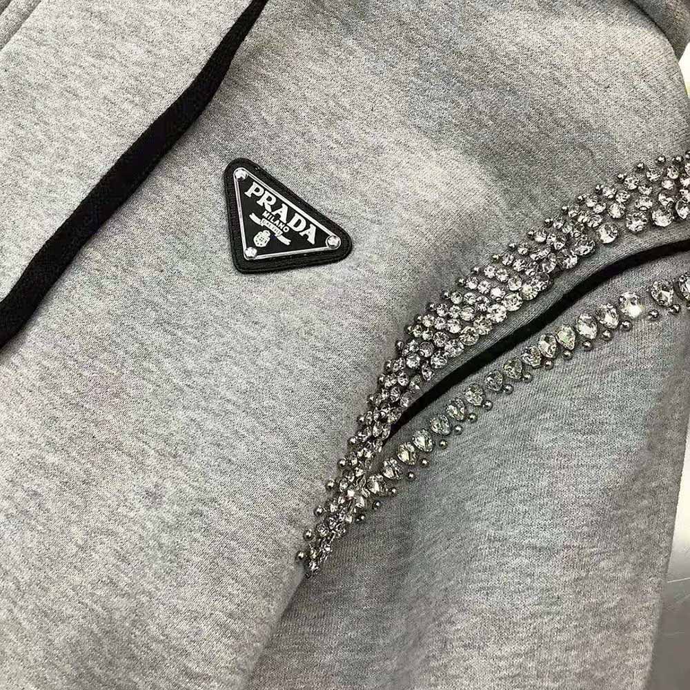 Prada Women Oversized Studded Hoodie-Silver - image 6