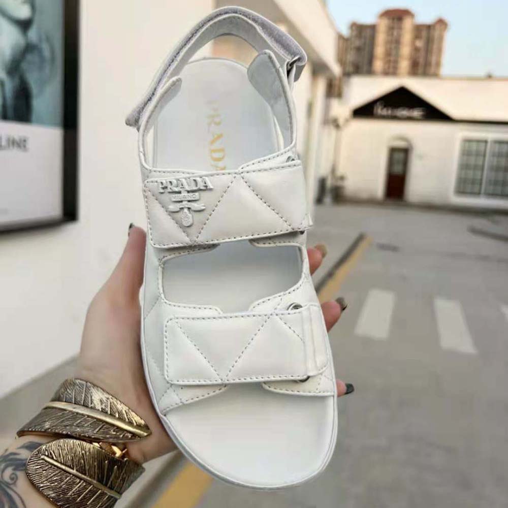 Prada Women Padded Nappa Leather Sandals-White - image 9