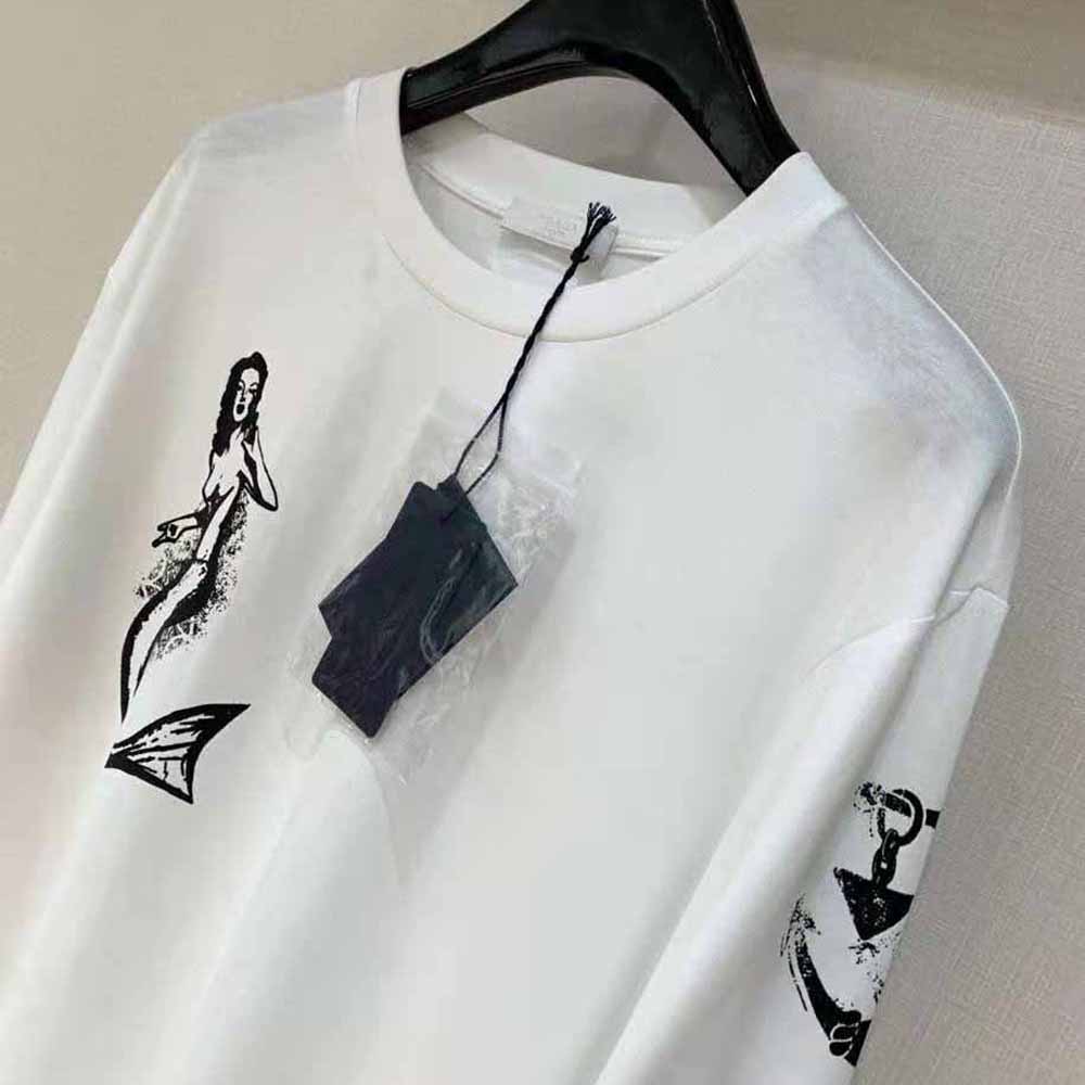 Prada Women Printed Cotton T-shirt with the Lettering Logo-White - image 5