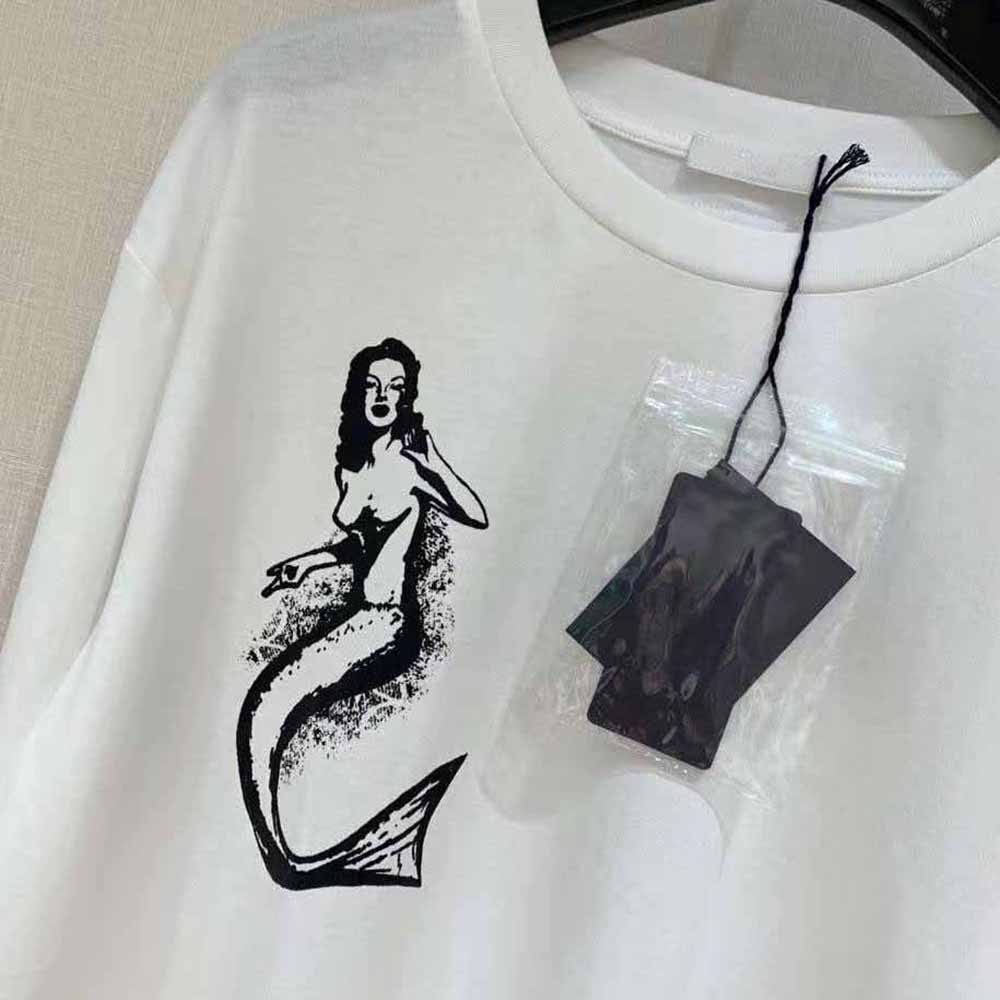Prada Women Printed Cotton T-shirt with the Lettering Logo-White - image 8