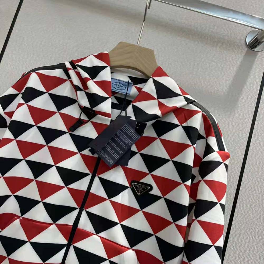 Prada Women Printed Jersey Hoodie-Red - image 4