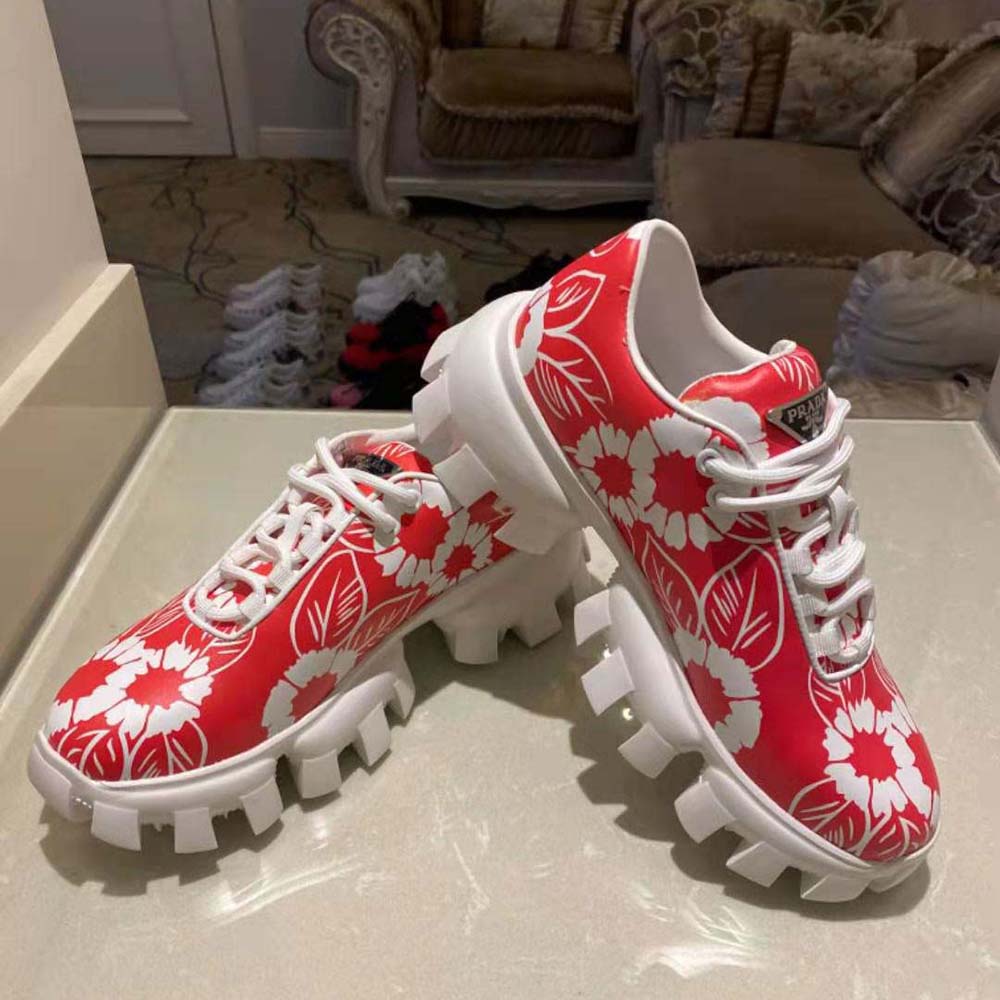 Prada Women Printed Nylon Sneakers-Red - image 4