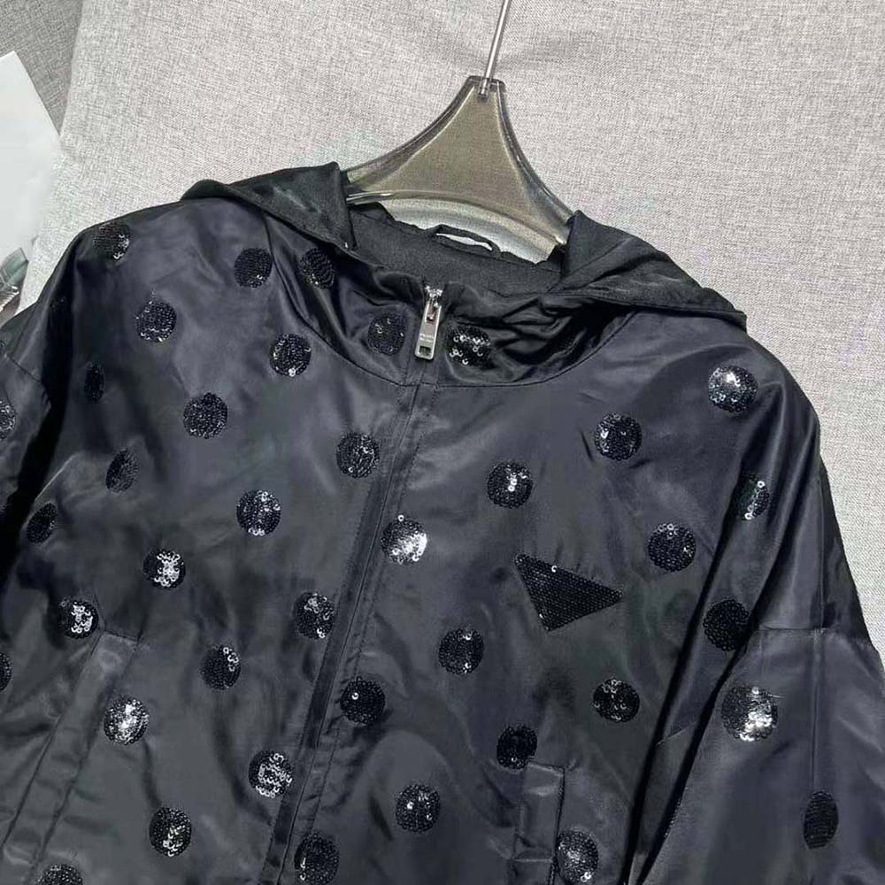 Prada Women Re-Nylon Embroidered Jacket-Black - image 8