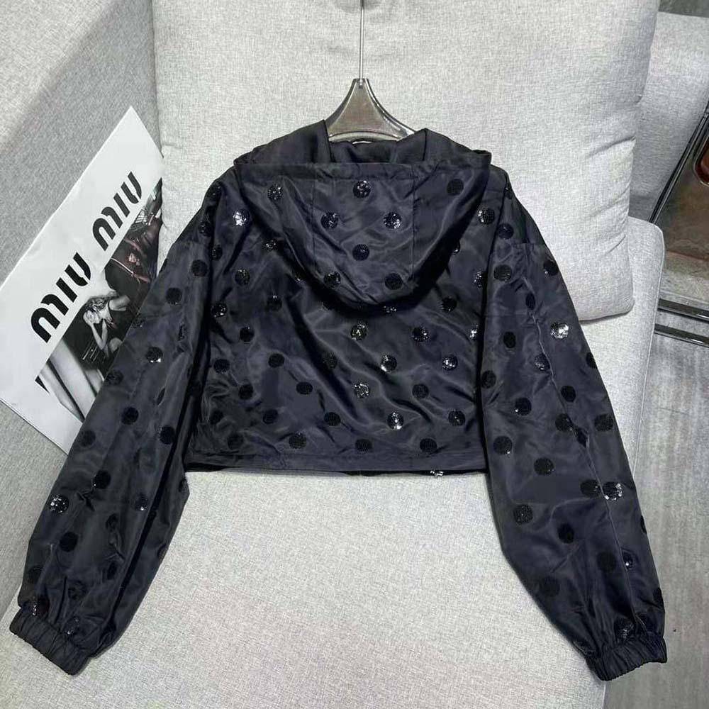 Prada Women Re-Nylon Embroidered Jacket-Black - image 4