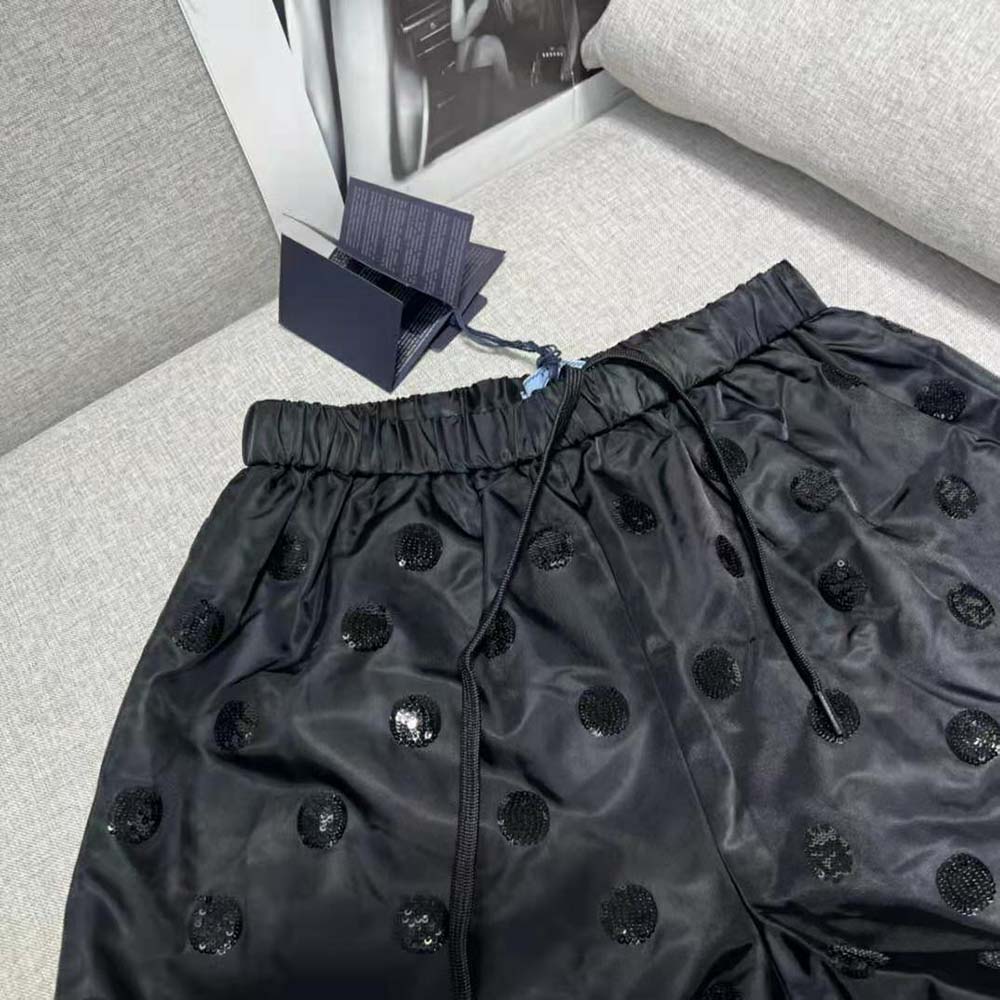 Prada Women Re-Nylon Sequin Shorts-Black - image 5