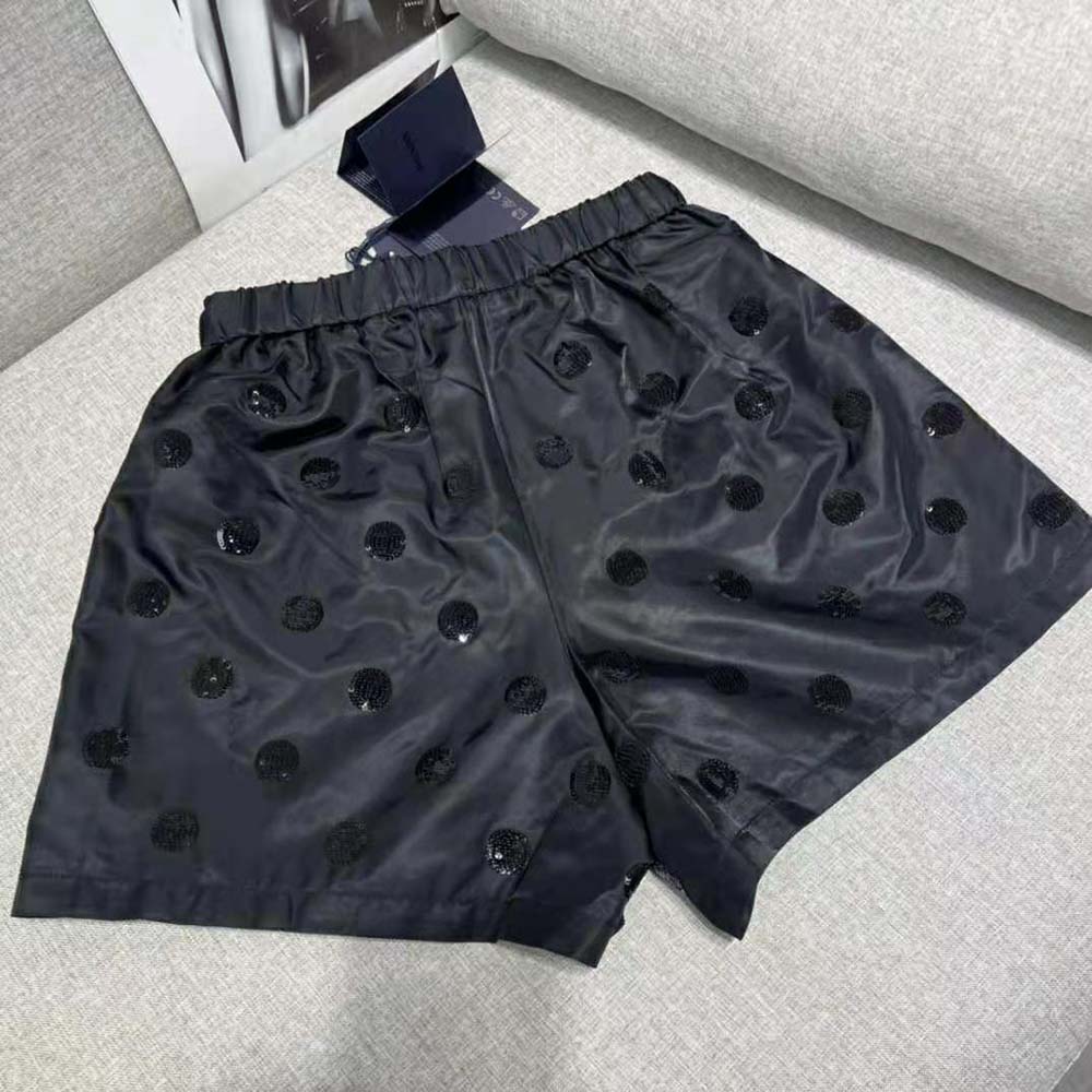 Prada Women Re-Nylon Sequin Shorts-Black - image 4