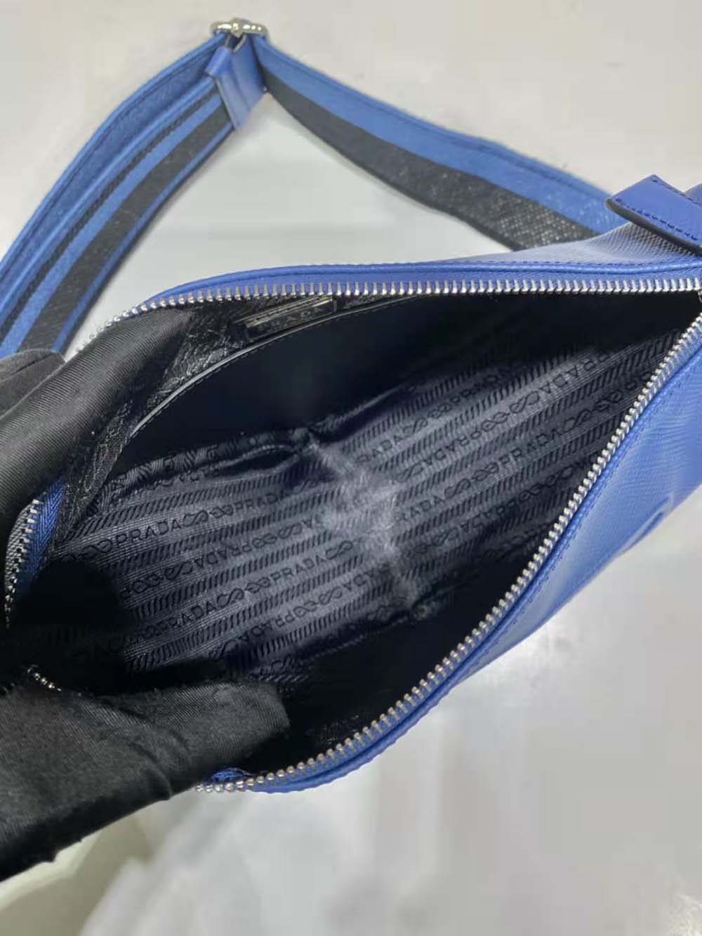 Prada Women Saffiano Prada Triangle Bag-Navy - image 9