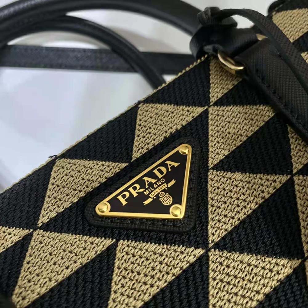 Prada Women Small Prada Galleria Jacquard Fabric Bag-Brown - image 9