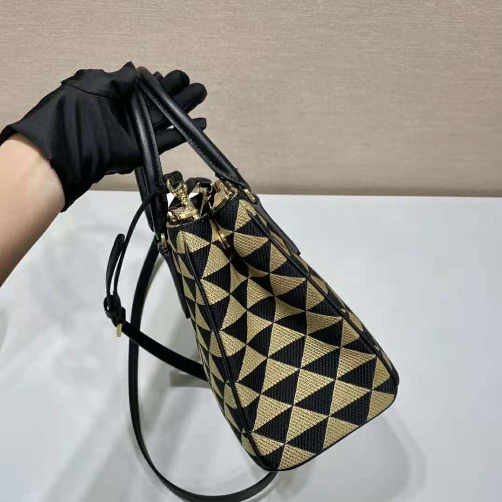 Prada Women Small Prada Galleria Jacquard Fabric Bag-Brown - image 6