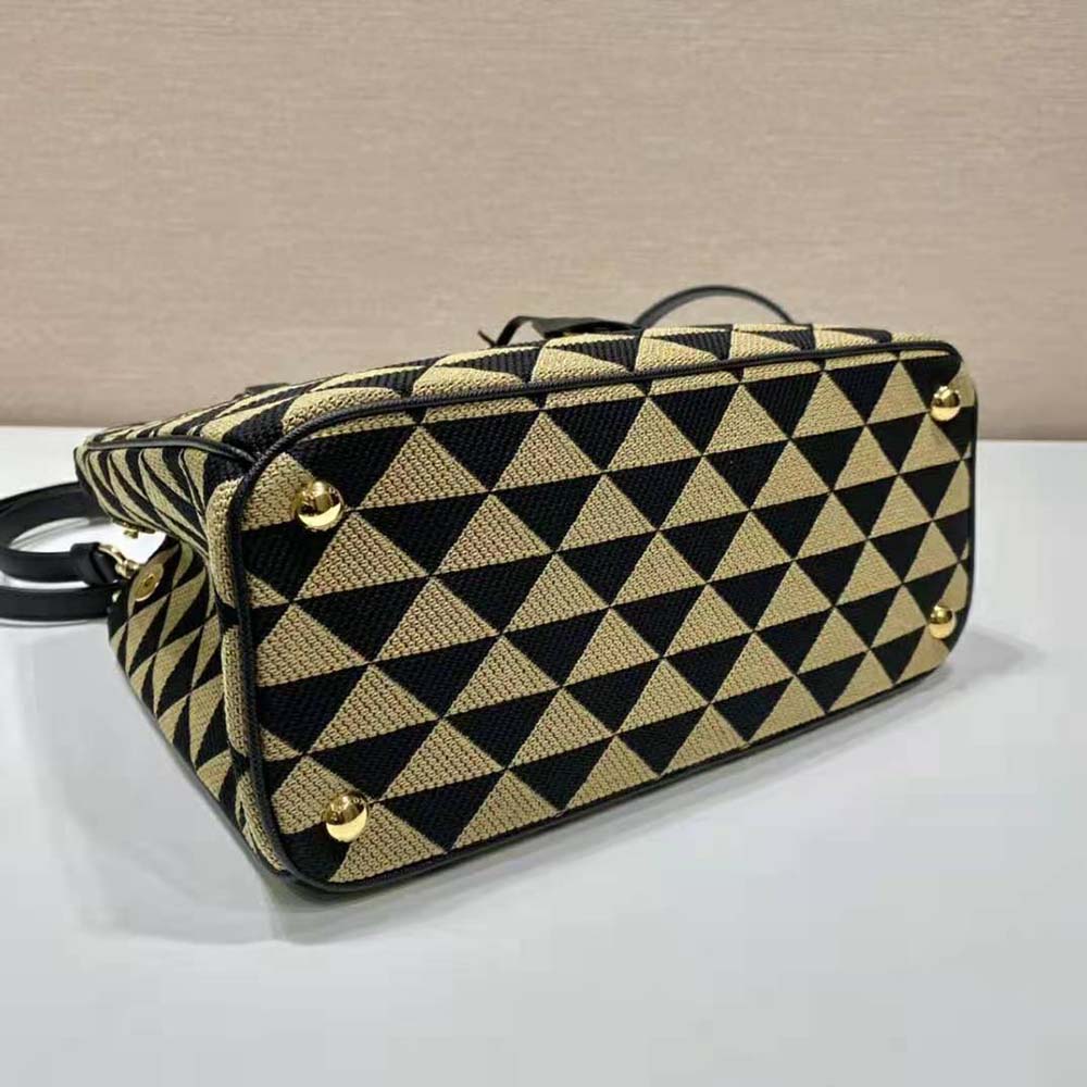 Prada Women Small Prada Galleria Jacquard Fabric Bag-Brown - image 7
