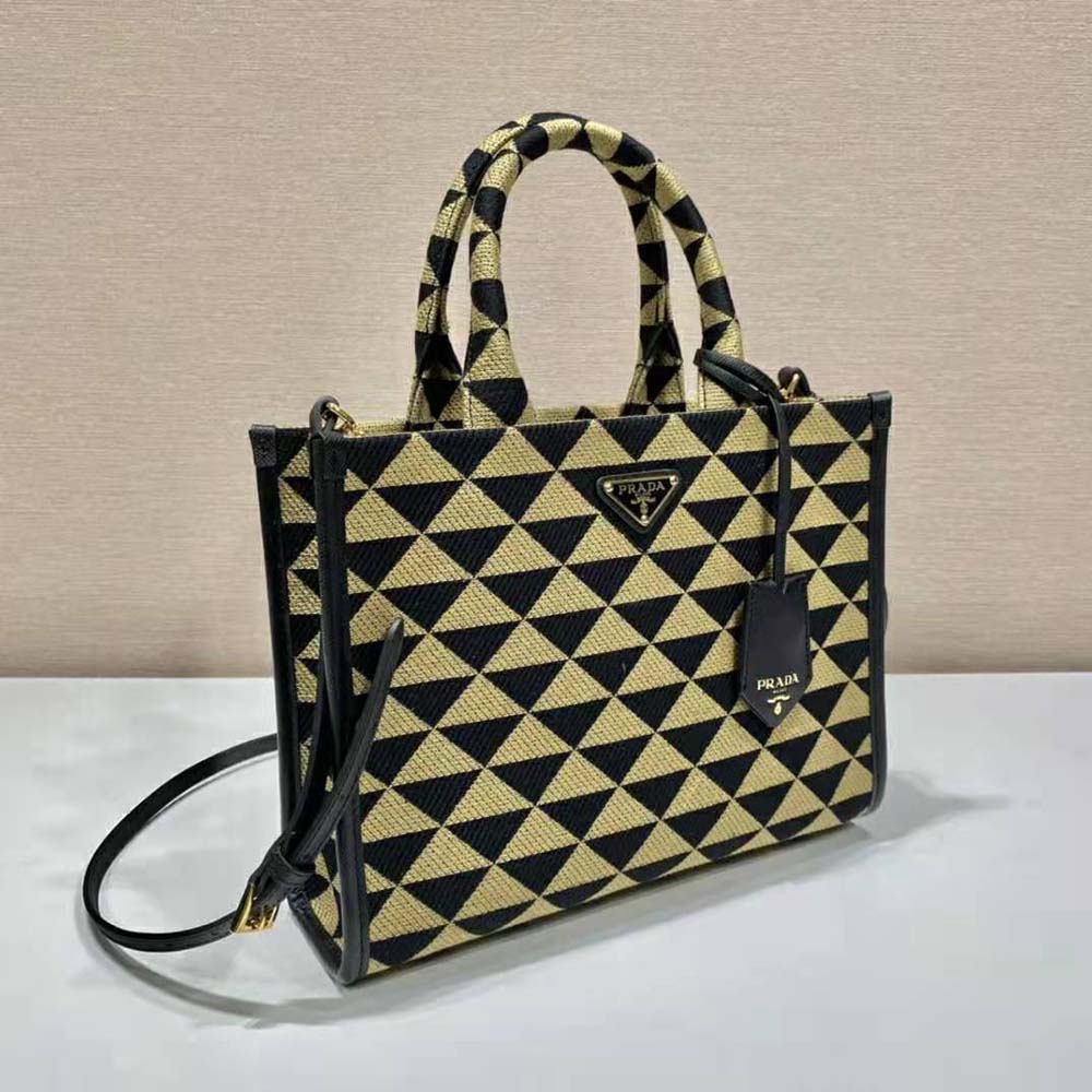 Prada Women Small Prada Symbole Jacquard Fabric Handbag-Brown - image 4