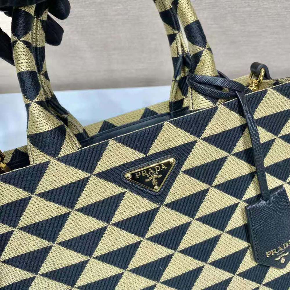 Prada Women Small Prada Symbole Jacquard Fabric Handbag-Brown - image 9