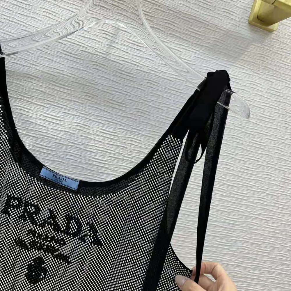Prada Women Studded Chiffon Dress with a Fluid Silhouette - image 7