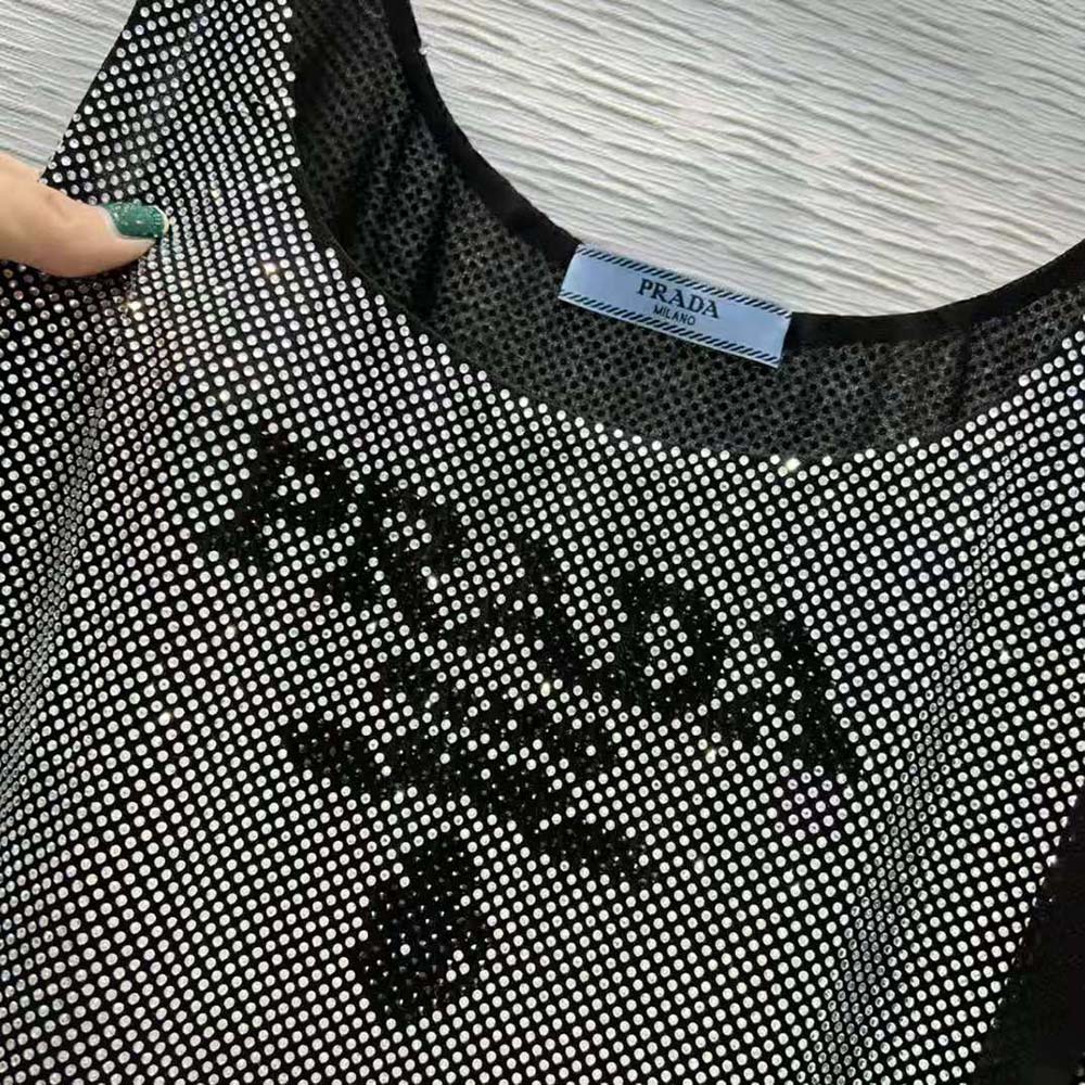 Prada Women Studded Chiffon Dress with a Fluid Silhouette - image 8