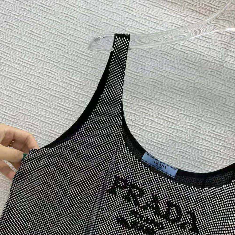 Prada Women Studded Chiffon Dress with a Fluid Silhouette - image 6