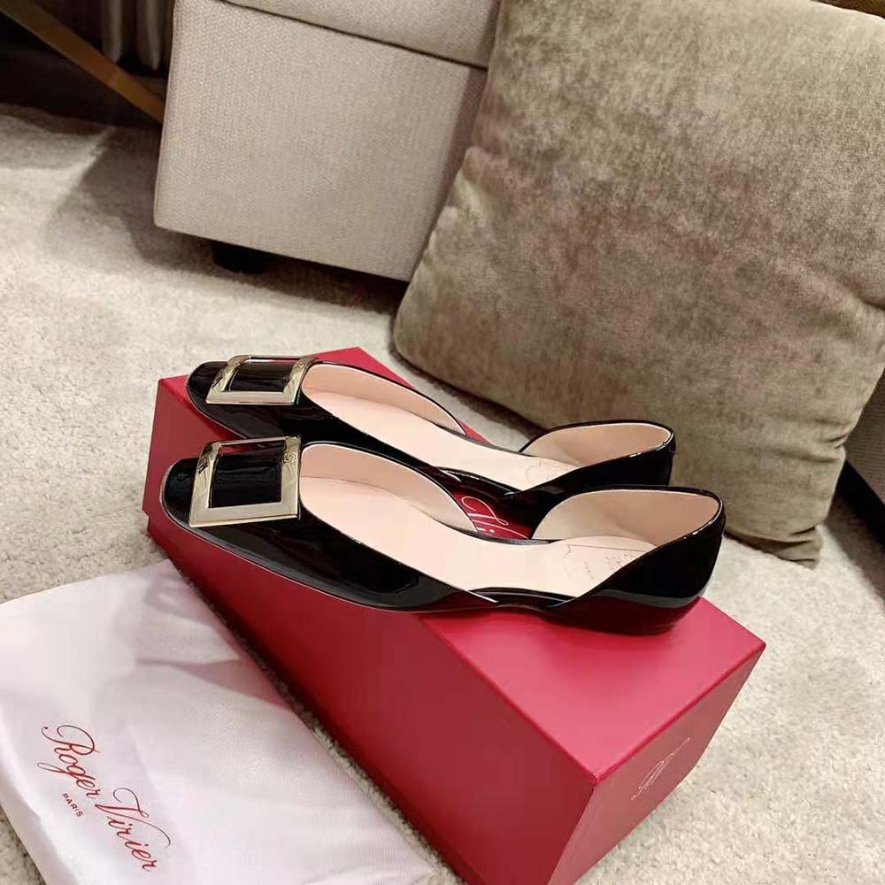 Roger Vivier Women Trompette Dorsay Metal Buckle Ballerinas in Patent Leather-Black - image 5