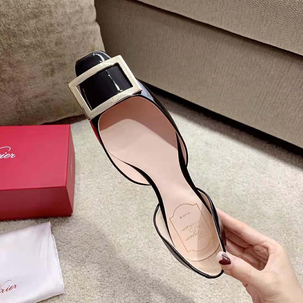 Roger Vivier Women Trompette Dorsay Metal Buckle Ballerinas in Patent Leather-Black - image 6