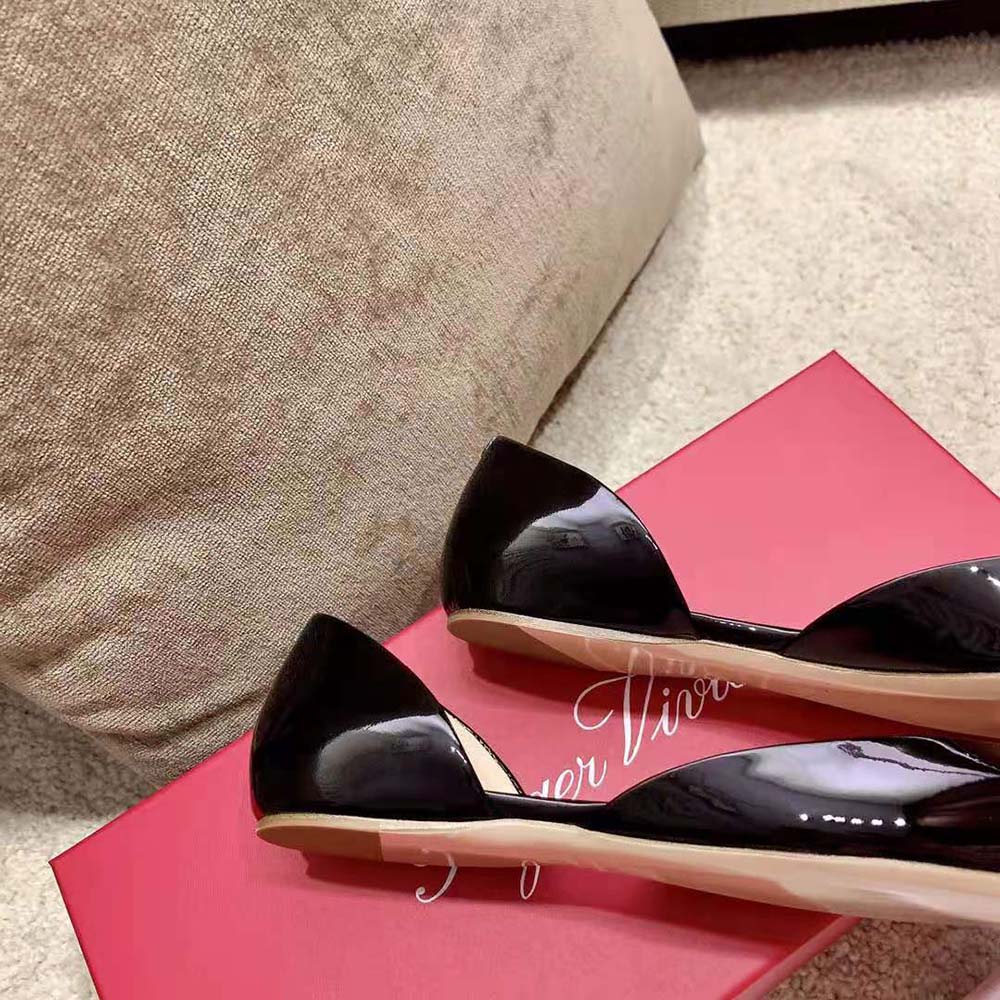 Roger Vivier Women Trompette Dorsay Metal Buckle Ballerinas in Patent Leather-Black - image 8