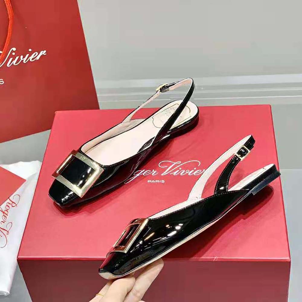 Roger Vivier Women Trompette Metal Buckle Slingback Ballerinas in Patent Leather-Black - image 6