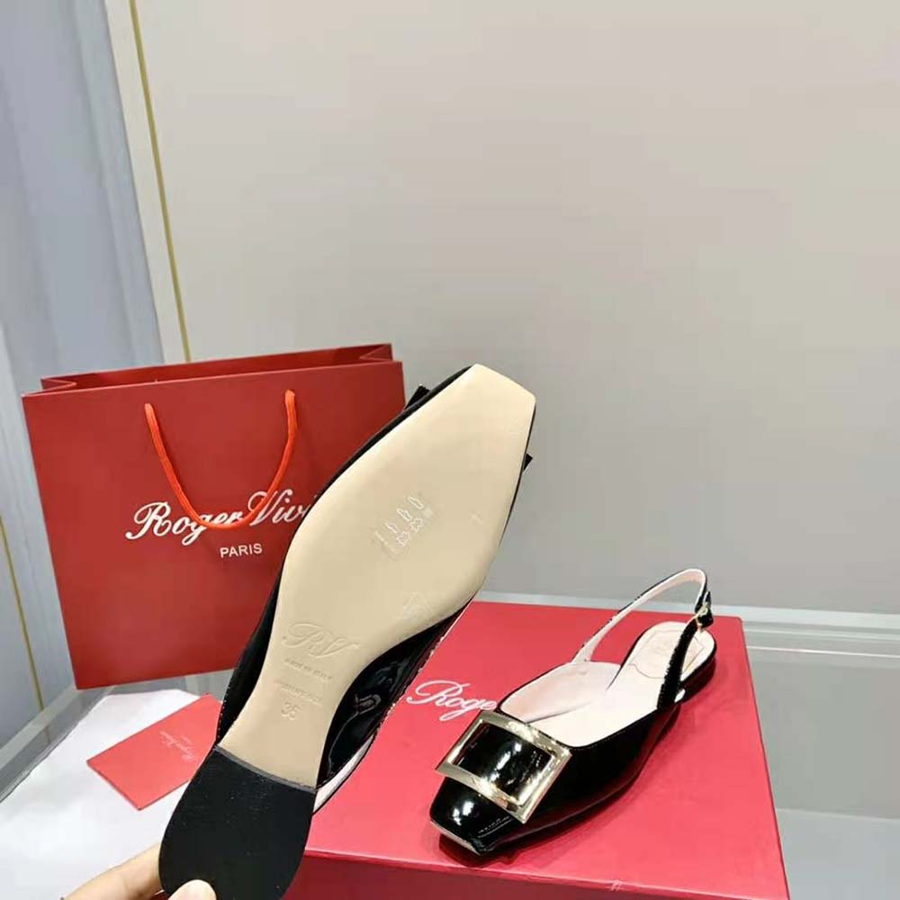 Roger Vivier Women Trompette Metal Buckle Slingback Ballerinas in Patent Leather-Black - image 10