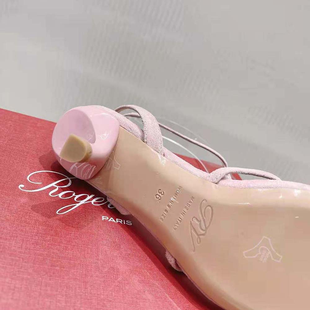 Roger Vivier Women Virgule Covered Buckle Sandals in Leather-Pink - image 10