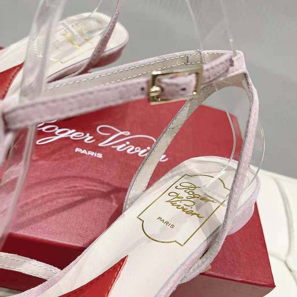 Roger Vivier Women Virgule Covered Buckle Sandals in Leather-Pink - image 9