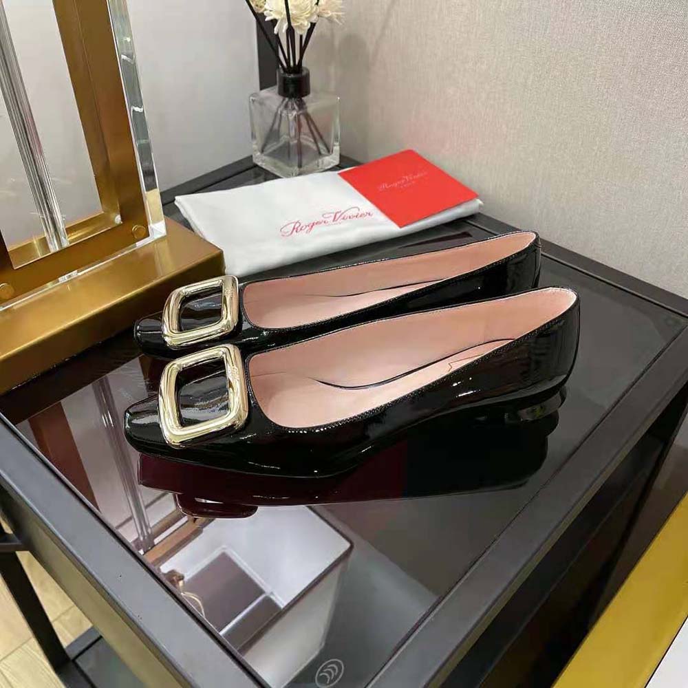 Roger Vivier Women Viv Choc Metal Buckle Ballerinas in Patent Leather-Black - image 4