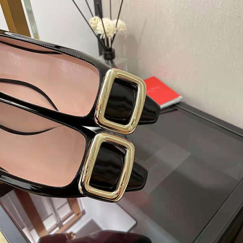 Roger Vivier Women Viv Choc Metal Buckle Ballerinas in Patent Leather-Black - image 6