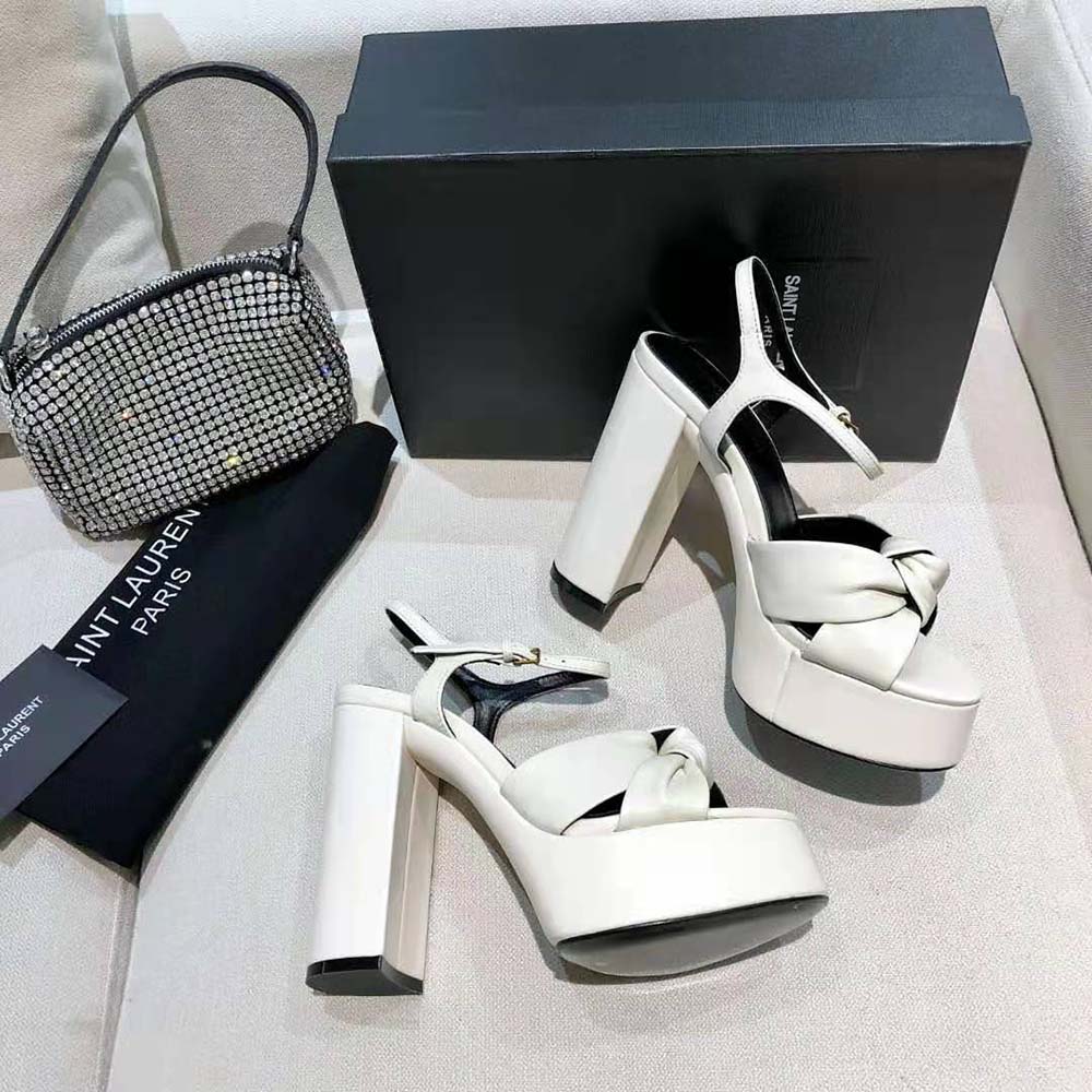 Saint Laurent YSL Women Bianca Sandals in Smooth Leather-White - image 6