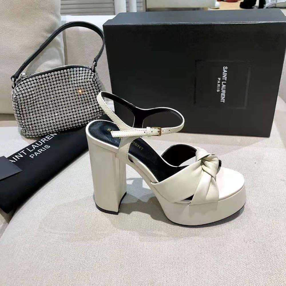 Saint Laurent YSL Women Bianca Sandals in Smooth Leather-White - image 9