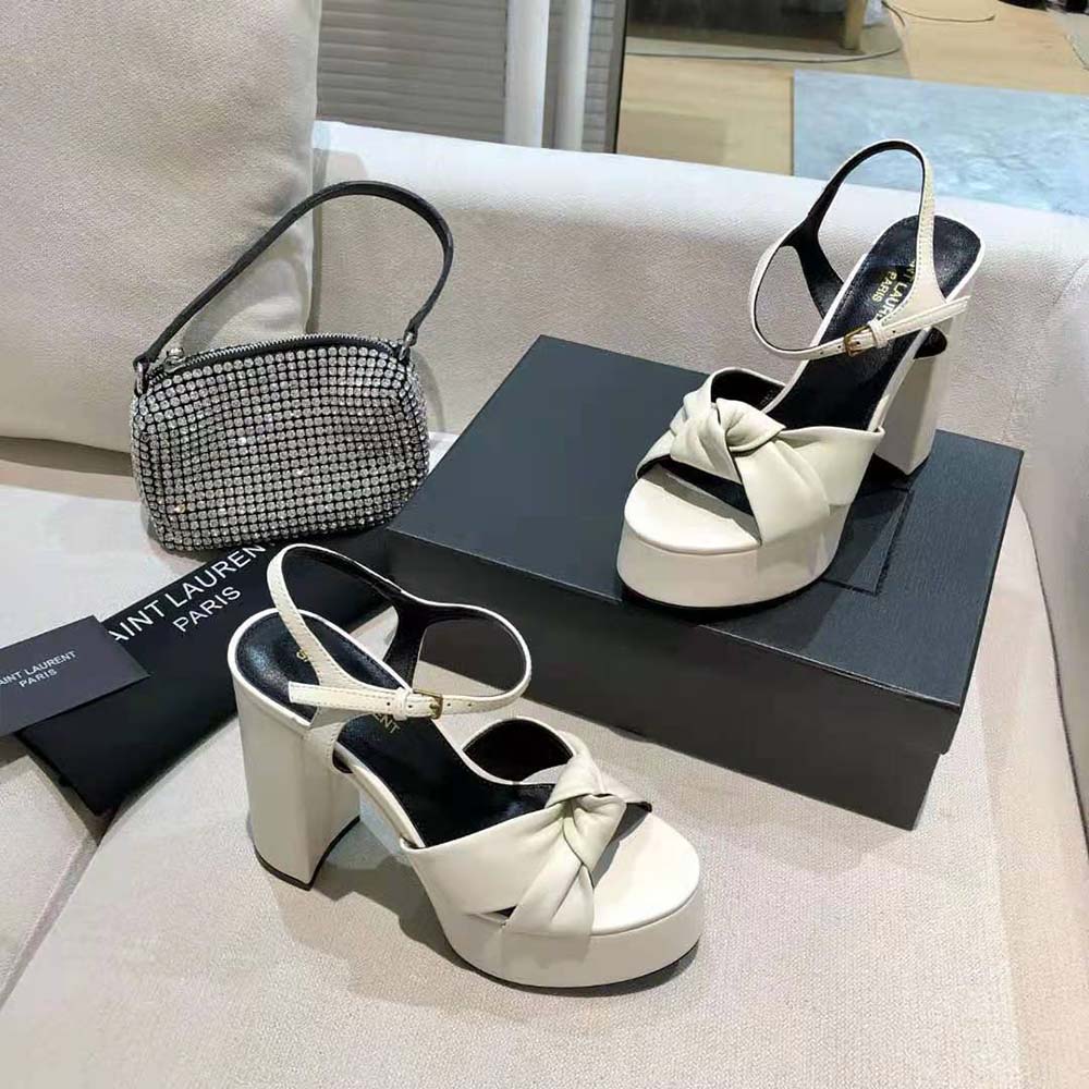 Saint Laurent YSL Women Bianca Sandals in Smooth Leather-White - image 5