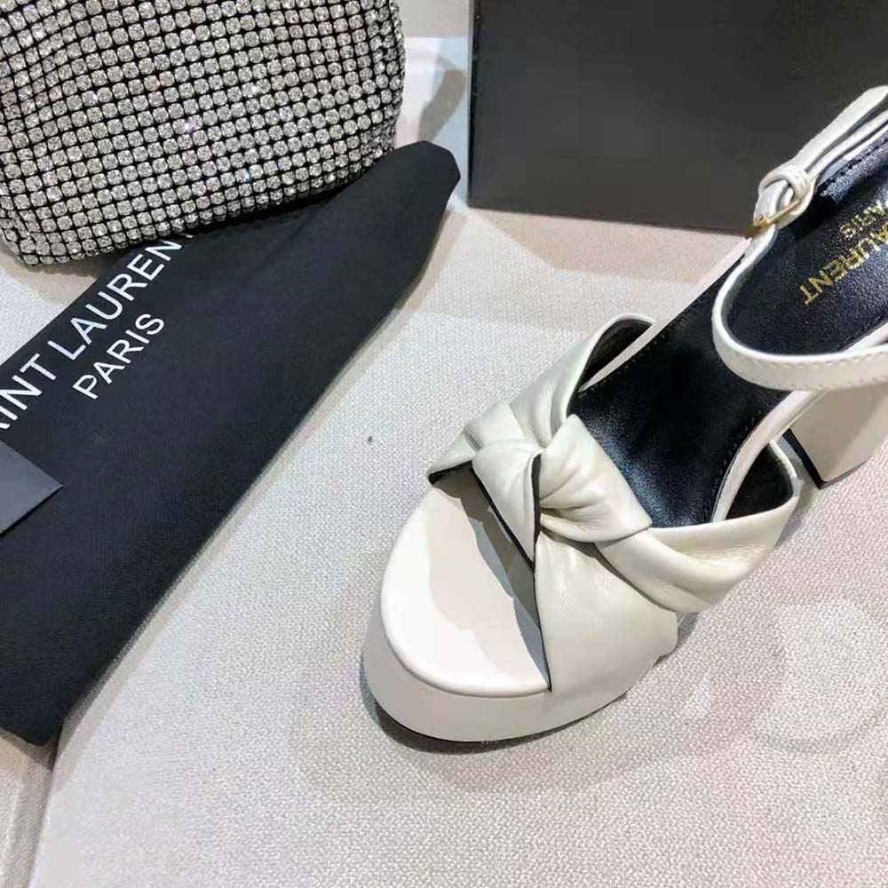 Saint Laurent YSL Women Bianca Sandals in Smooth Leather-White - image 10