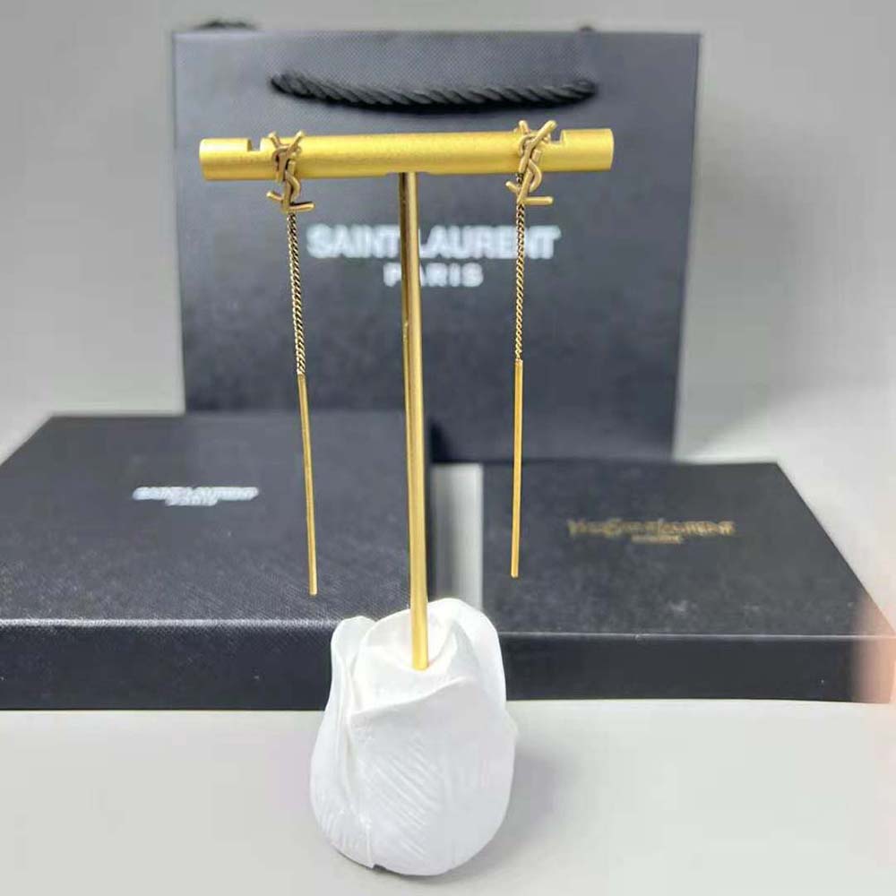 Side view showcasing the threader design of Saint Laurent YSL Women Opyum Earrings